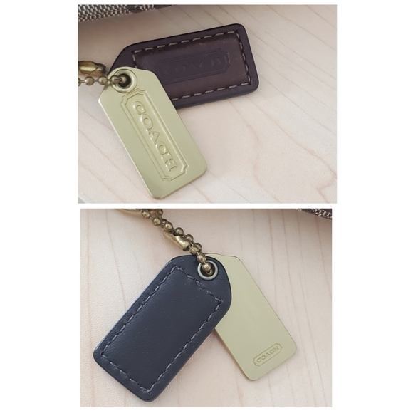 Coach Signature Brown Leather Trim Canvas Logo Clutch Wristlet Turnlock Prom Y2K - Picture 9 of 17